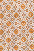 Orange Motif Print Silk Tie