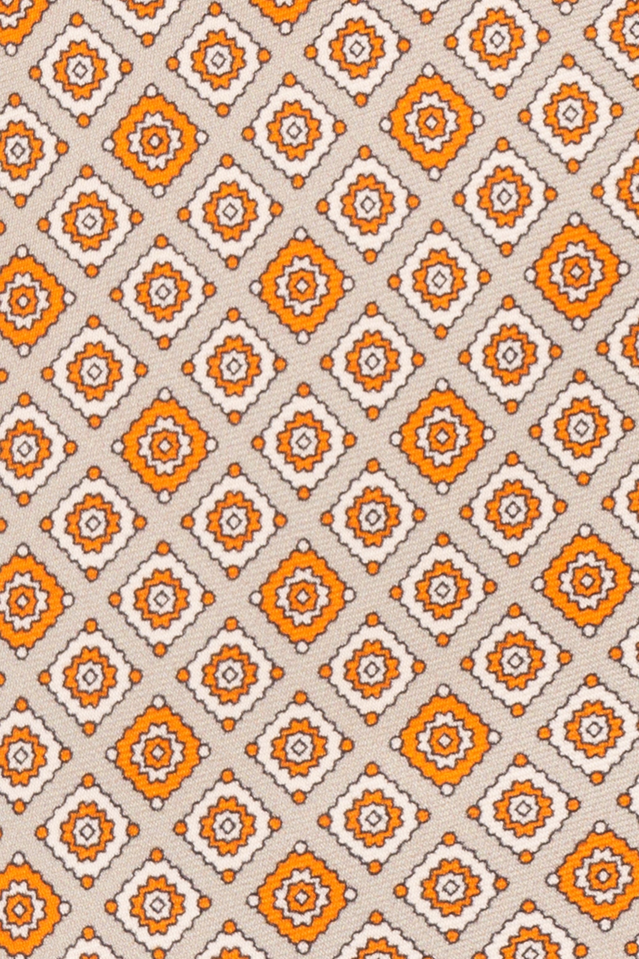 Orange Motif Print Silk Tie