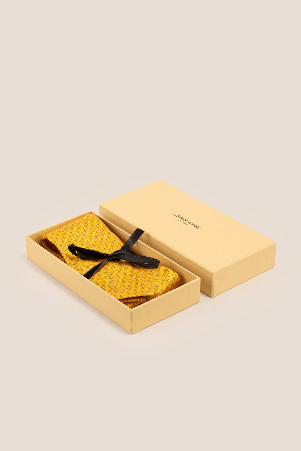 Yellow Pattern Print Silk Tie