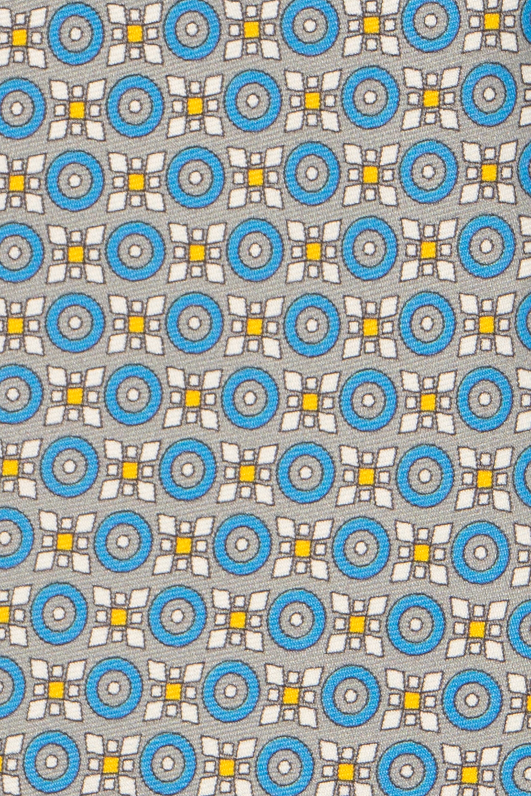 Blue Yellow Geometric Print Silk Tie