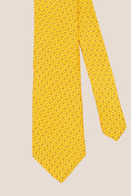 Yellow Pattern Print Silk Tie