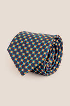 Navy Geometric Pattern Silk Tie