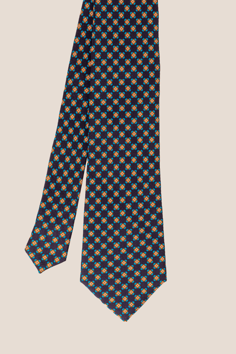 Navy Geometric Pattern Silk Tie