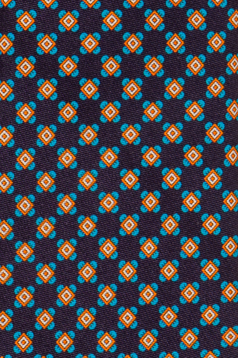 Navy Geometric Pattern Silk Tie