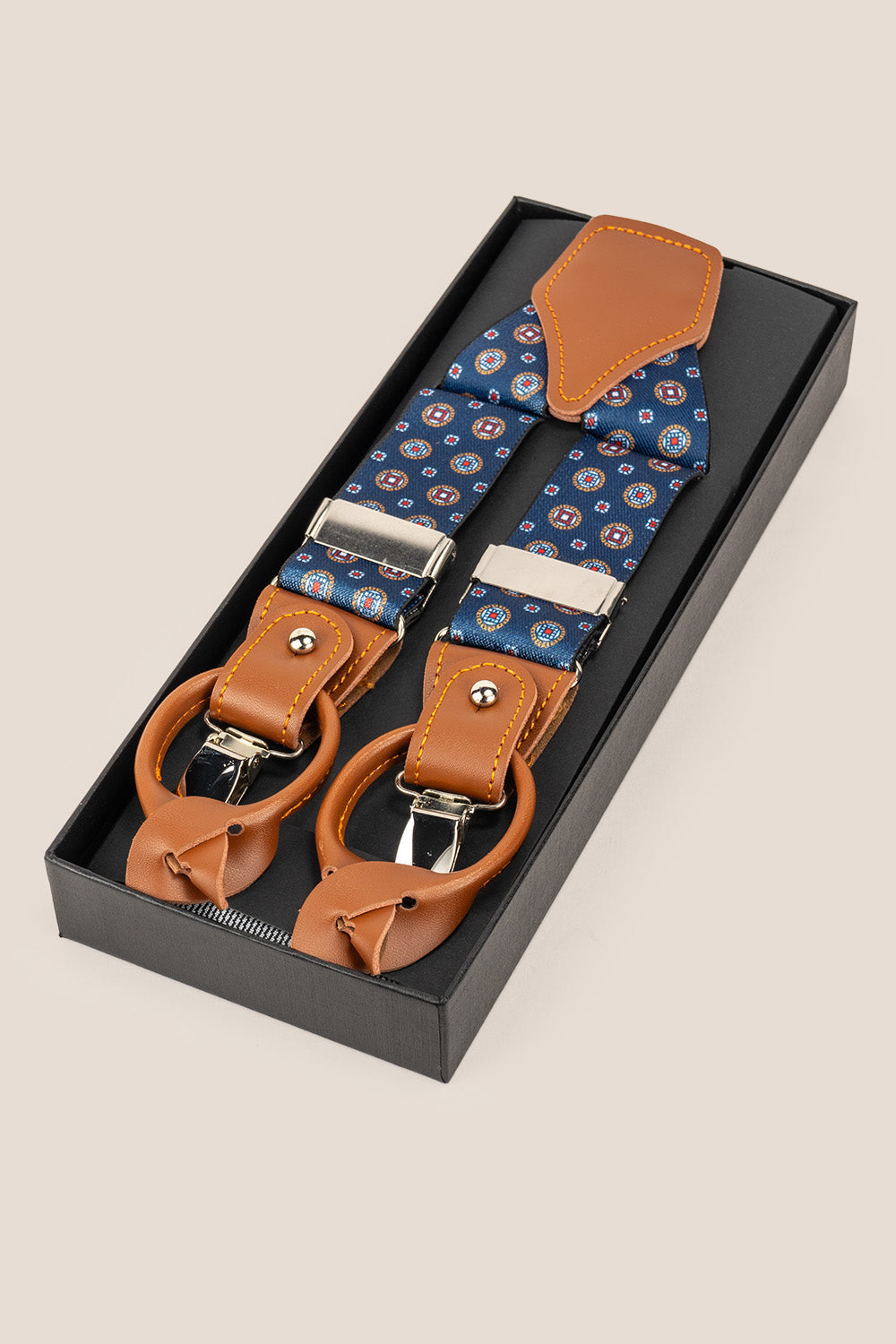 Navy Geometric Combination Braces