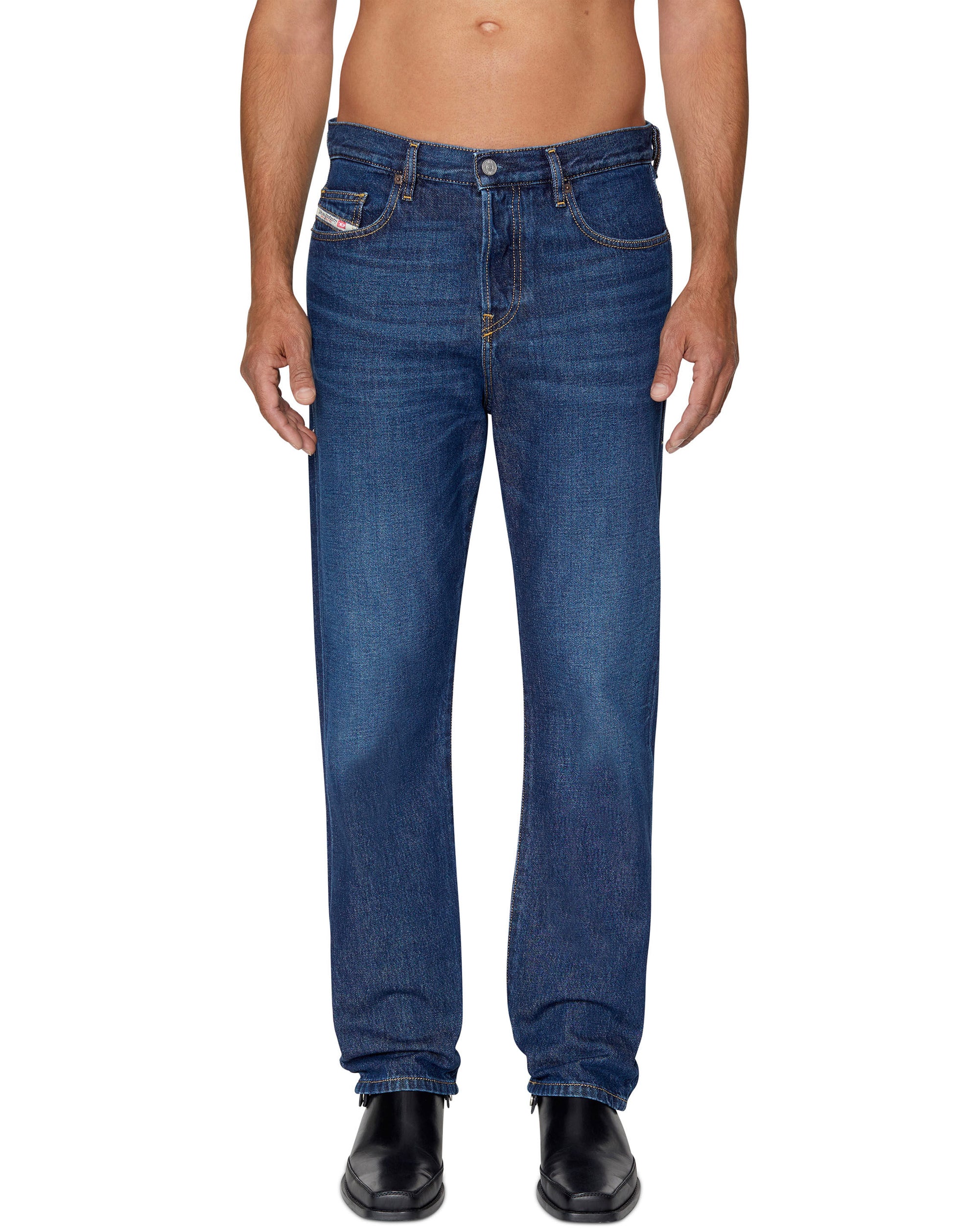 Diesel Mens D-Viker Straight Leg Regular Fit Jean Dark Blue 09C03