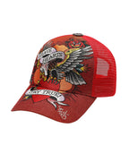 ED Hardy Brave Hearts 6 panel metallic RED Trucker Cap