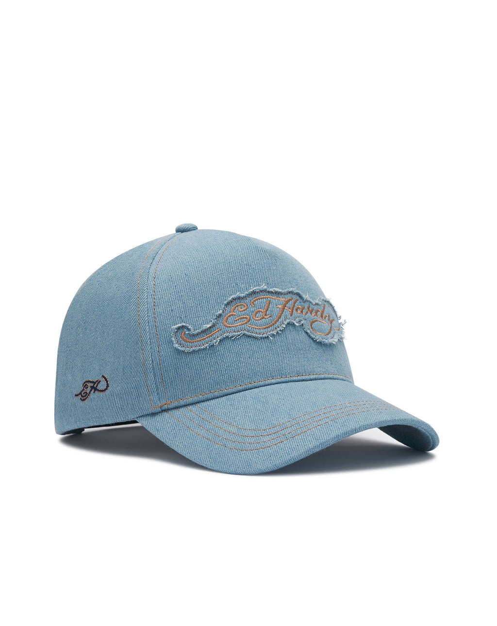 ED Hardy contrast stitch indigo 5 panel trucker cap INDIGO DENIM