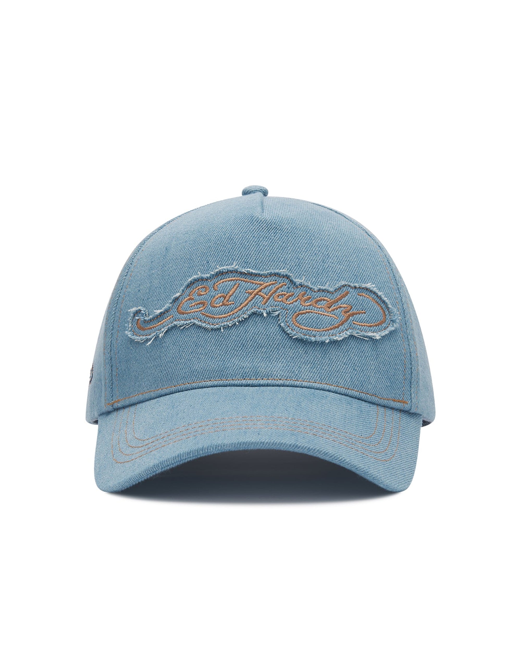ED Hardy contrast stitch indigo 5 panel trucker cap INDIGO DENIM