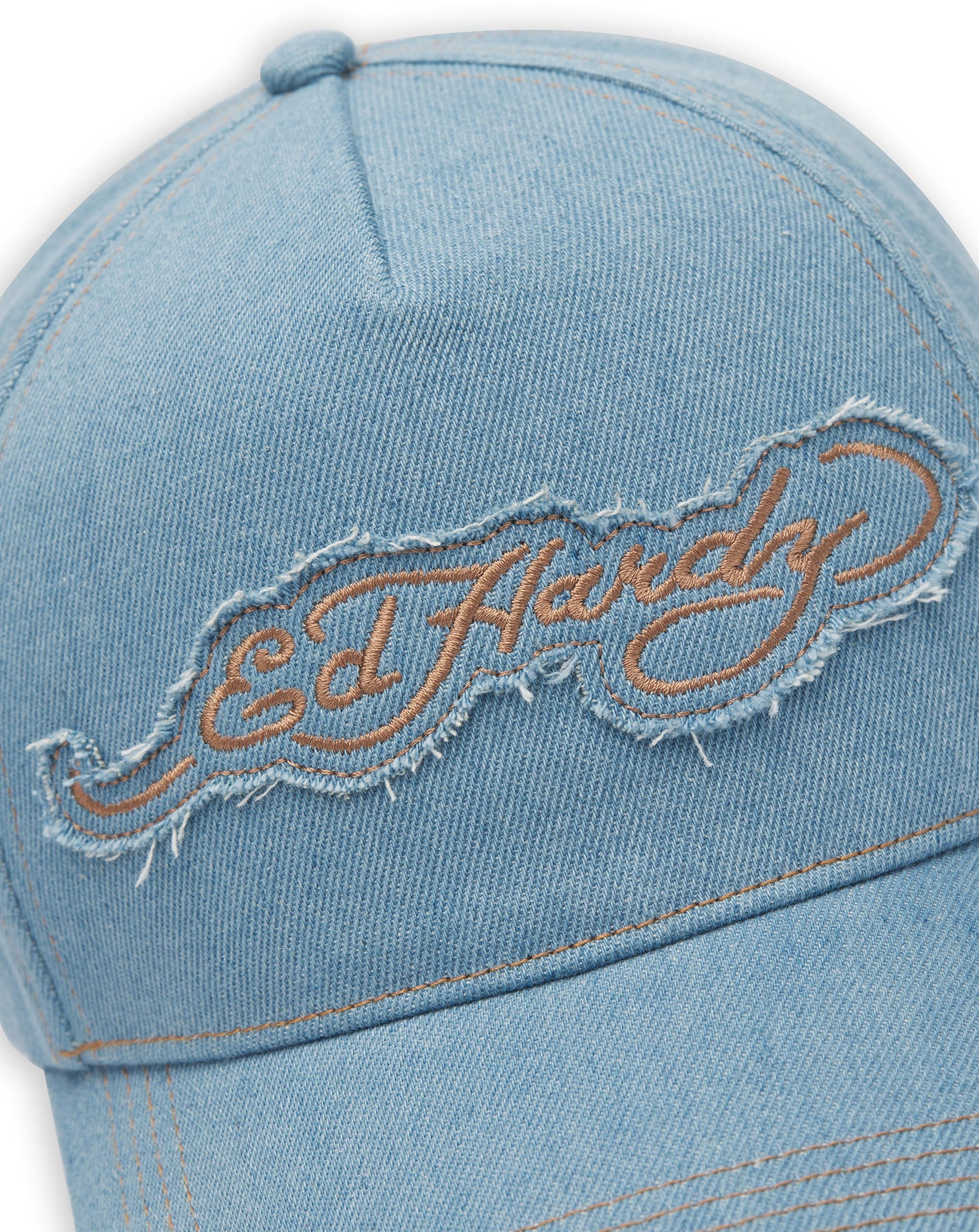 ED Hardy contrast stitch indigo 5 panel trucker cap INDIGO DENIM