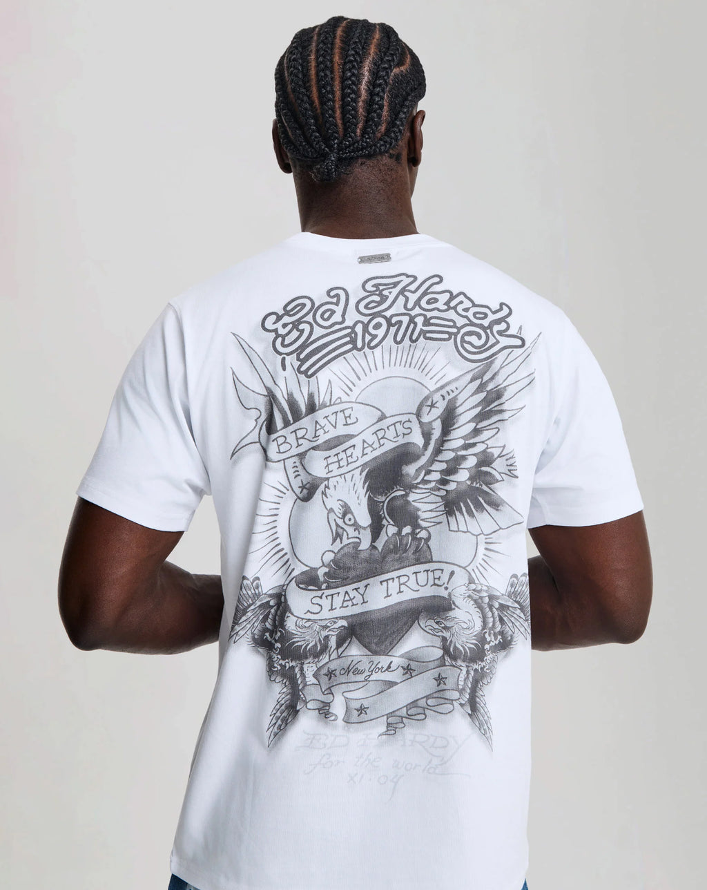 Ed Hardy Stay True graphic t shirt WHITE