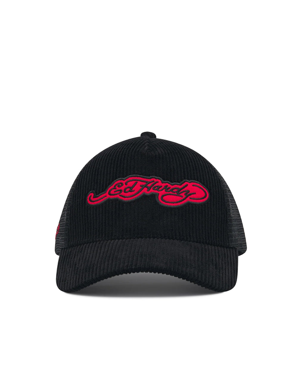 Ed Hardy embroidery applique cord 5 panel Trucker Cap BLACK