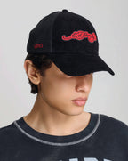 Ed Hardy embroidery applique cord 5 panel Trucker Cap BLACK