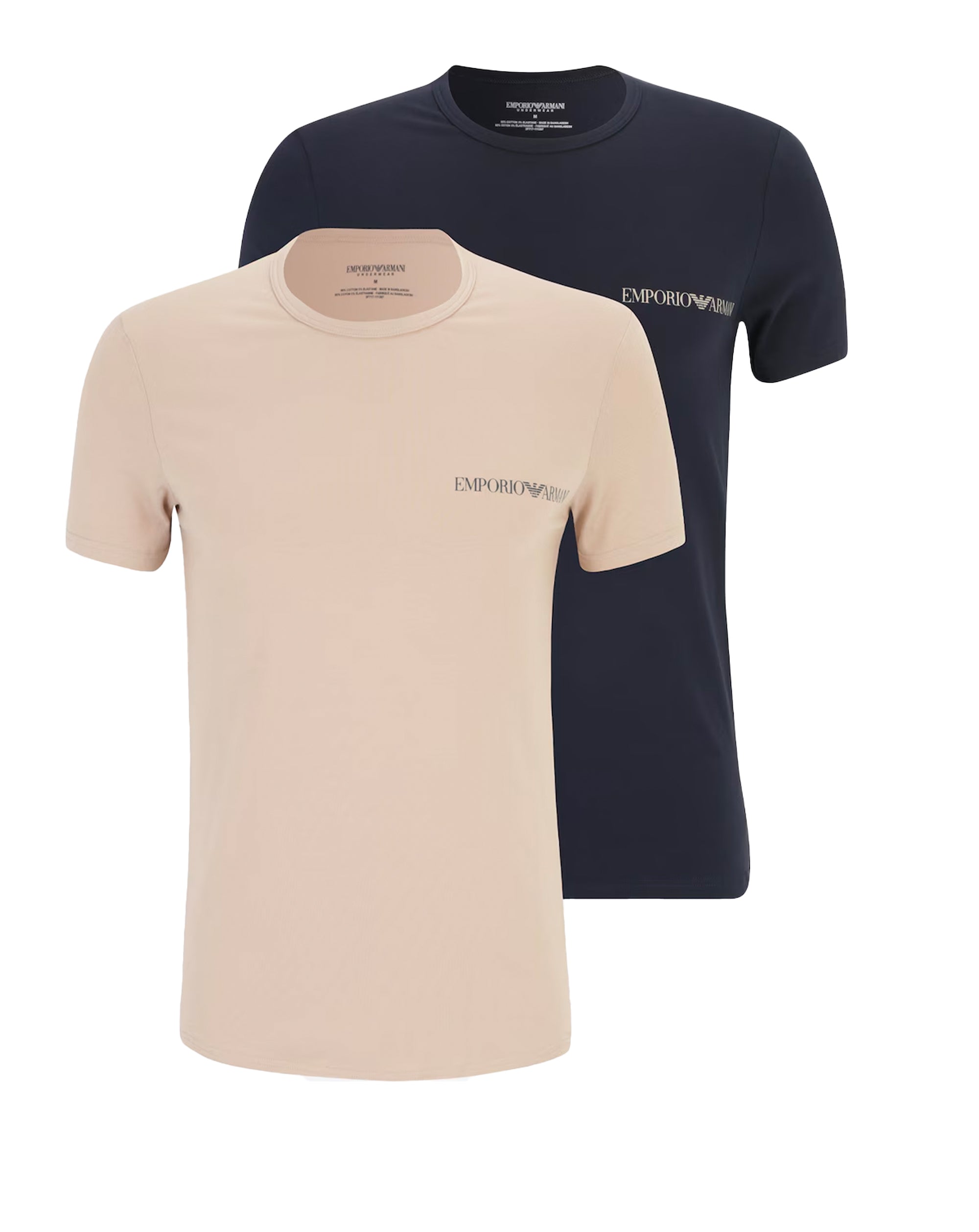 Emporio Armani 2 Pack Cotton T Shirt Stone/Navy