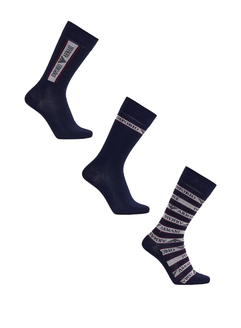 Emporio Armani 3 Pack Sock Set 2 Plain 1 Logo Navy