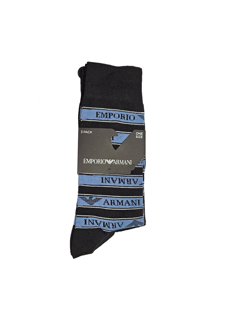 Emporio Armani 3 pack sock set 2 plain logo Black