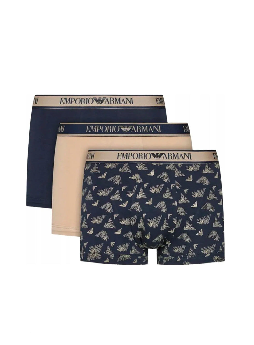 Emporio Armani 3 Pack Trunk Navy/Beige