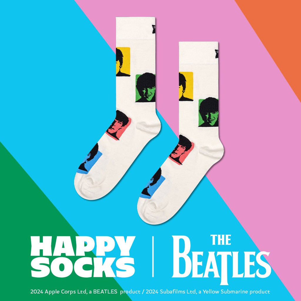 Happy Socks The Beatles Silhouettes Socks, White