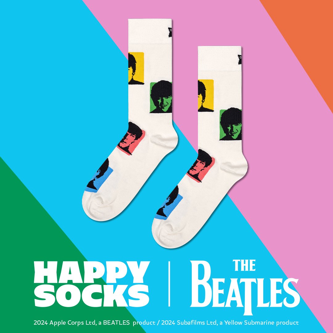 Happy Socks The Beatles Silhouettes Socks, White