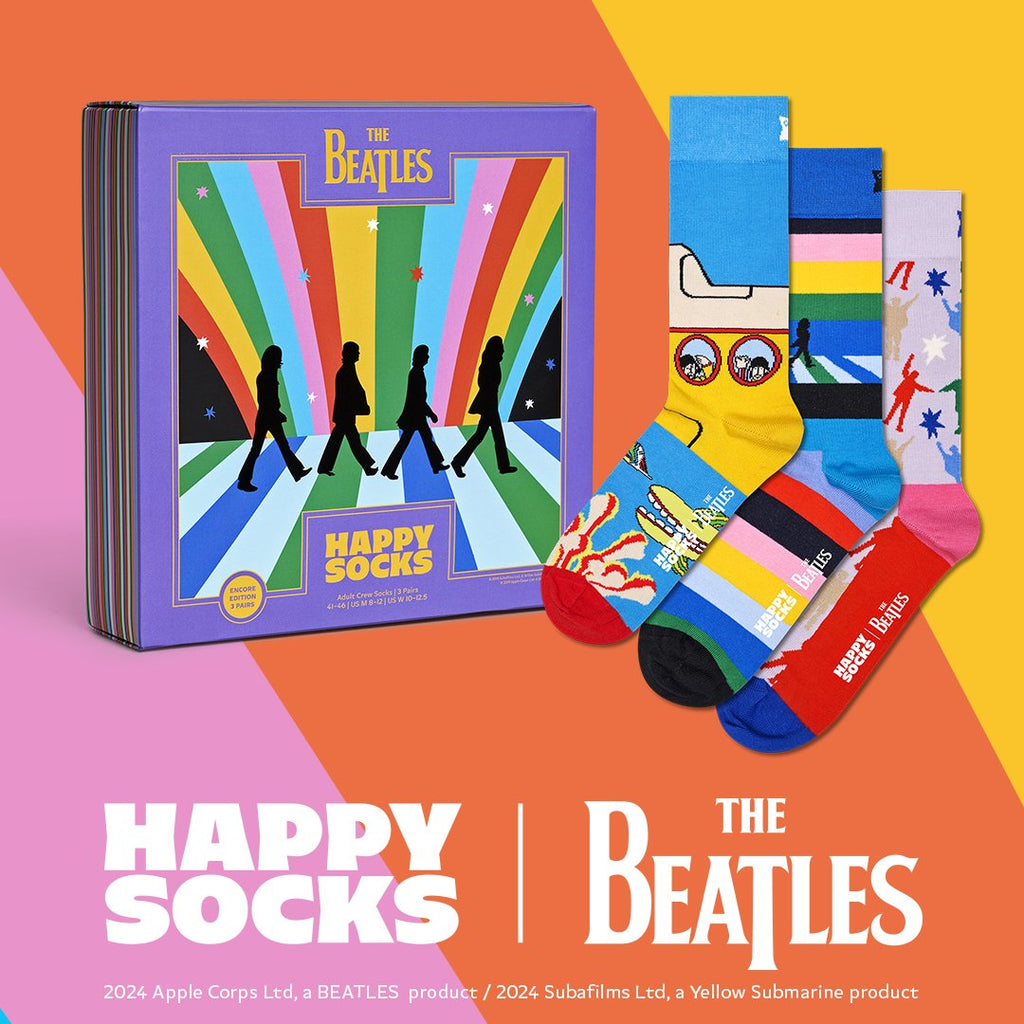 Happy Socks 3-Pack The Beatles Socks Gift Box, Blues