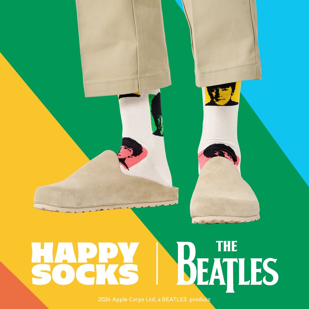 Happy Socks The Beatles Silhouettes Socks, White