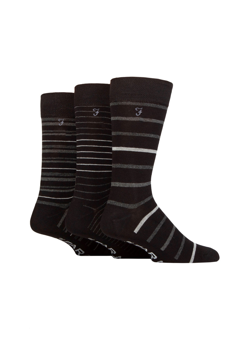 Farah Luxury bamboo stripe socks BLACK Size 6-11uk