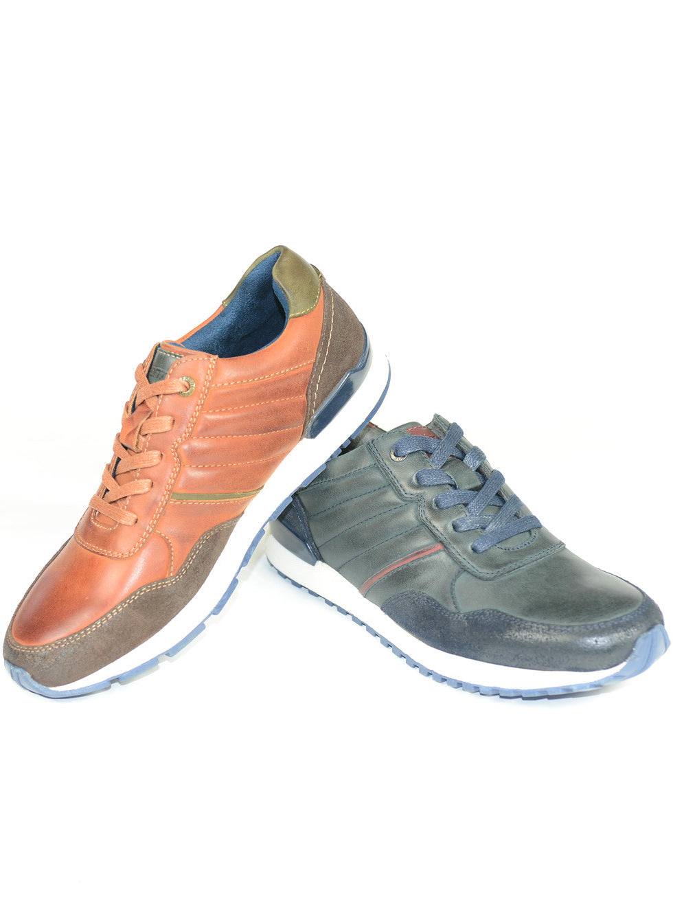 Front Ohio Leather Trainers Navy