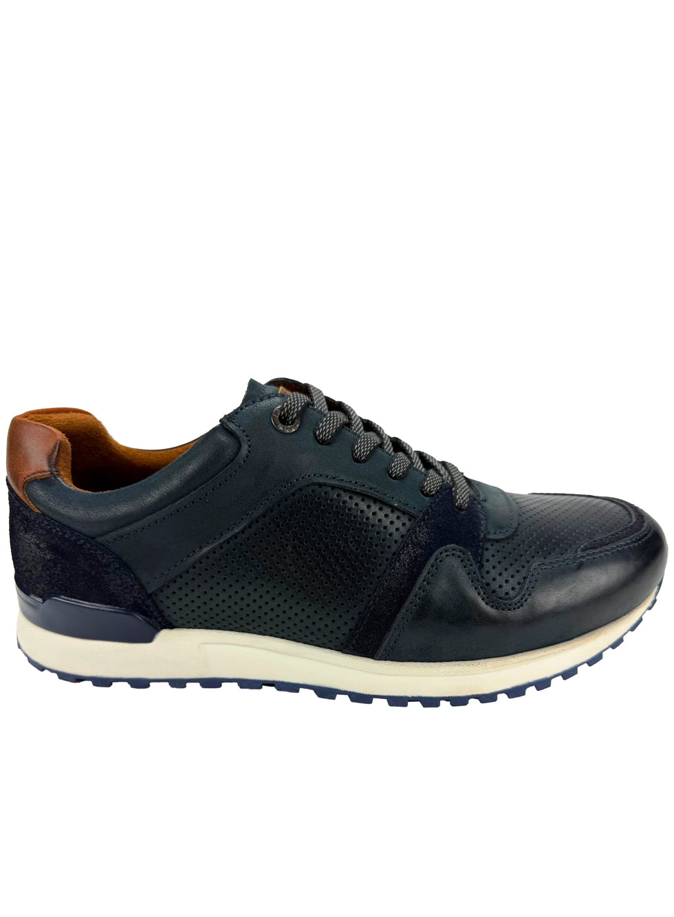 Front Pace Leather Trainer Navy