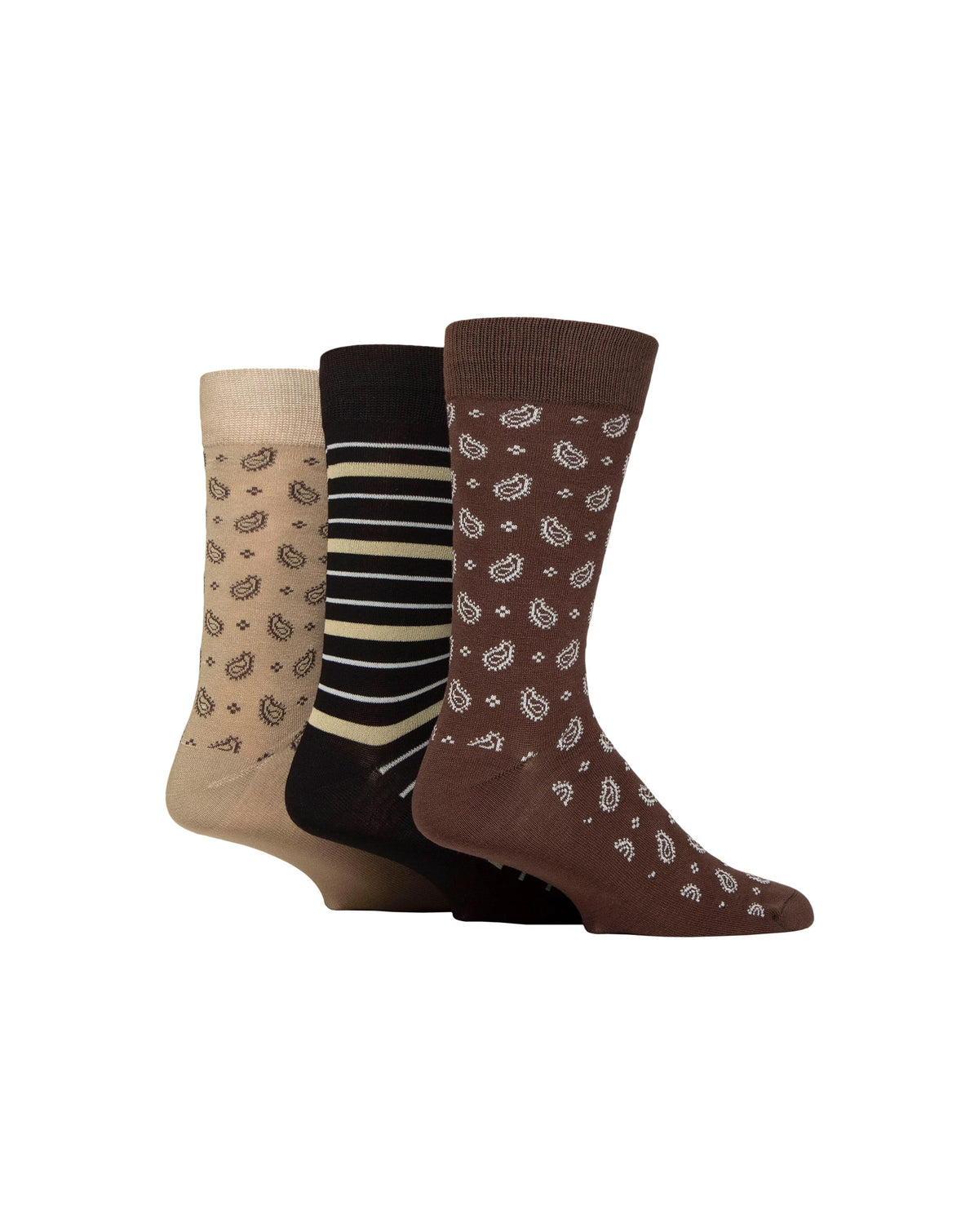 Glenmuir Mens Bamboo Patterned Christmas 3 Pack Socks BROWN