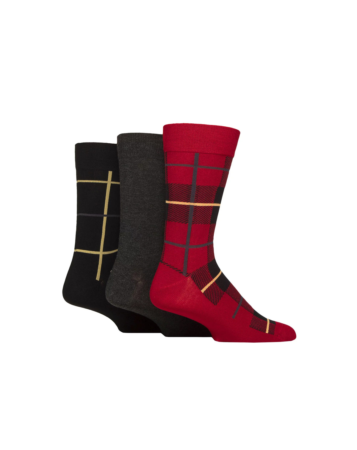 Glenmuir Mens Bamboo Patterned Christmas 3 Pack Socks RED