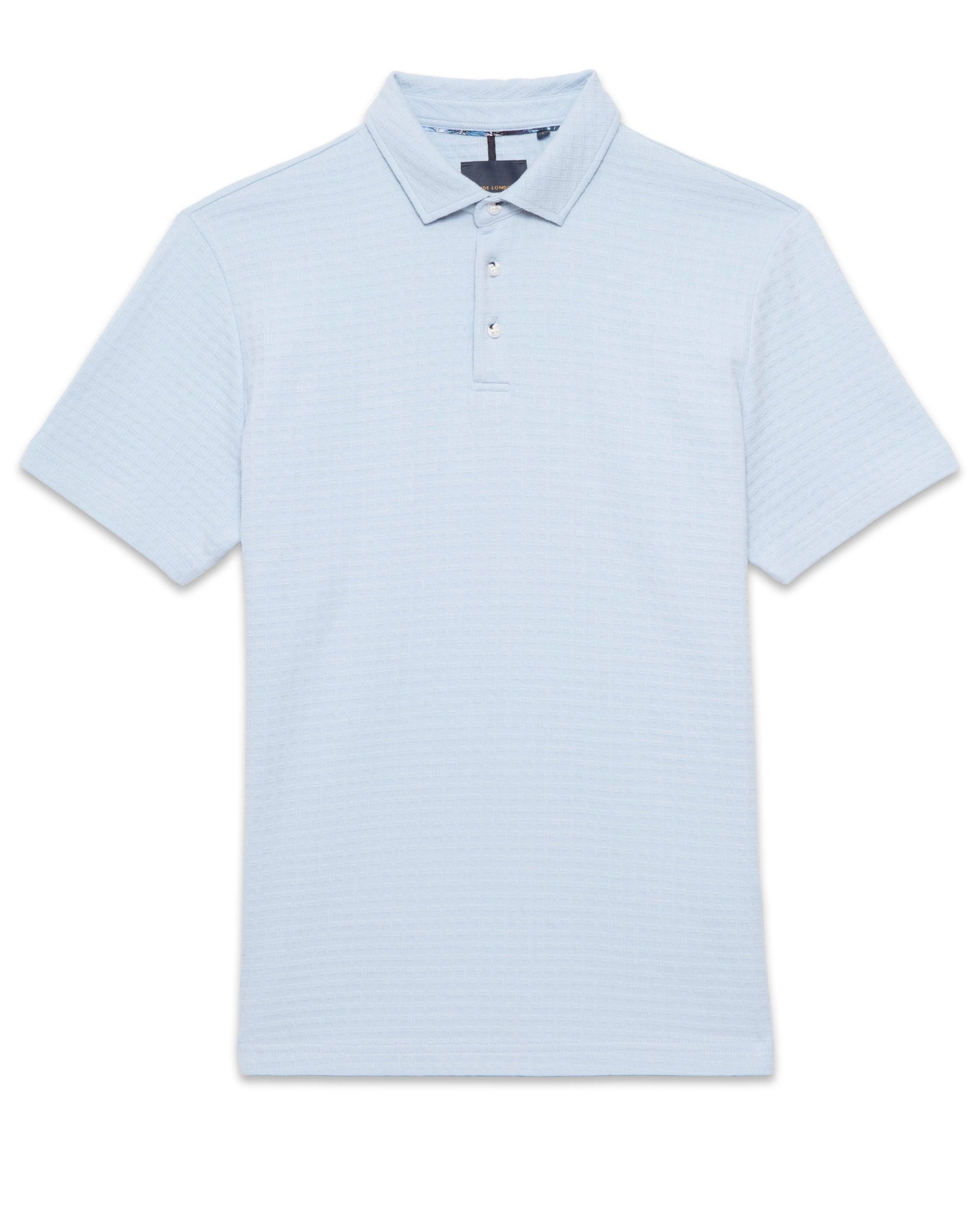 Guide London Cotton Detailed Polo Shirt Sky