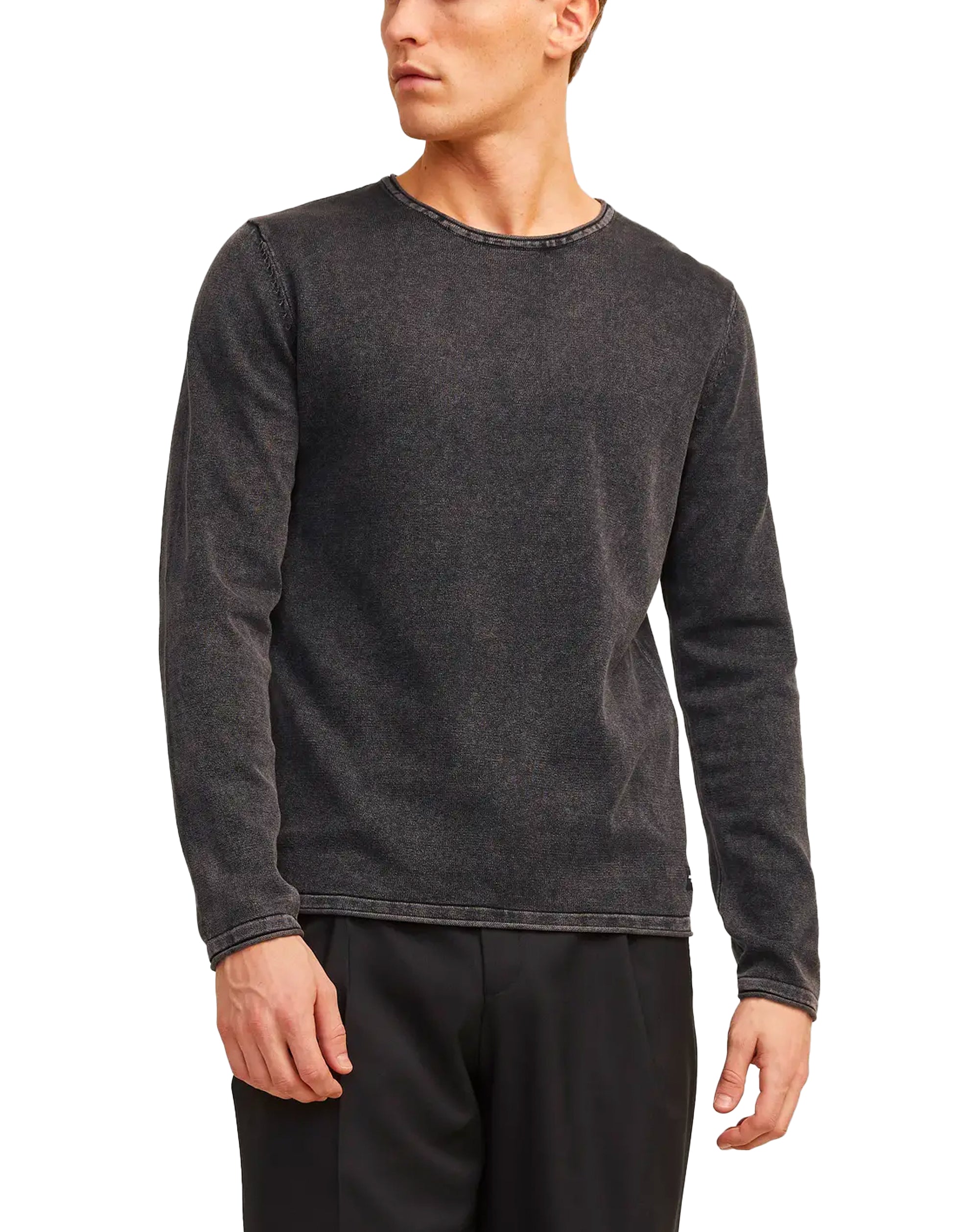 Jack & Jones JJELEO Knit crew neck CAVIAR