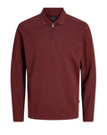 Jack & Jones JPRBLAETHAN POLO Long Sleeve Red / BITTER CHOCOLATE