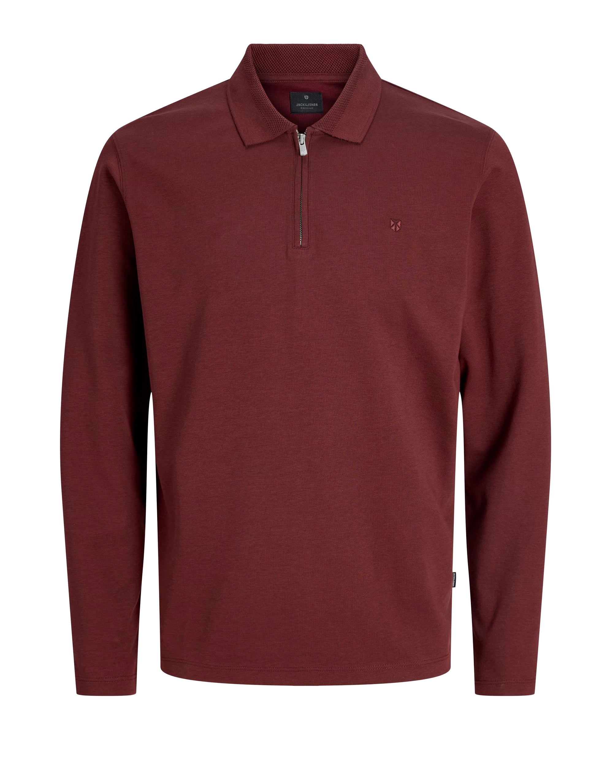 Jack & Jones JPRBLAETHAN POLO Long Sleeve Red / BITTER CHOCOLATE