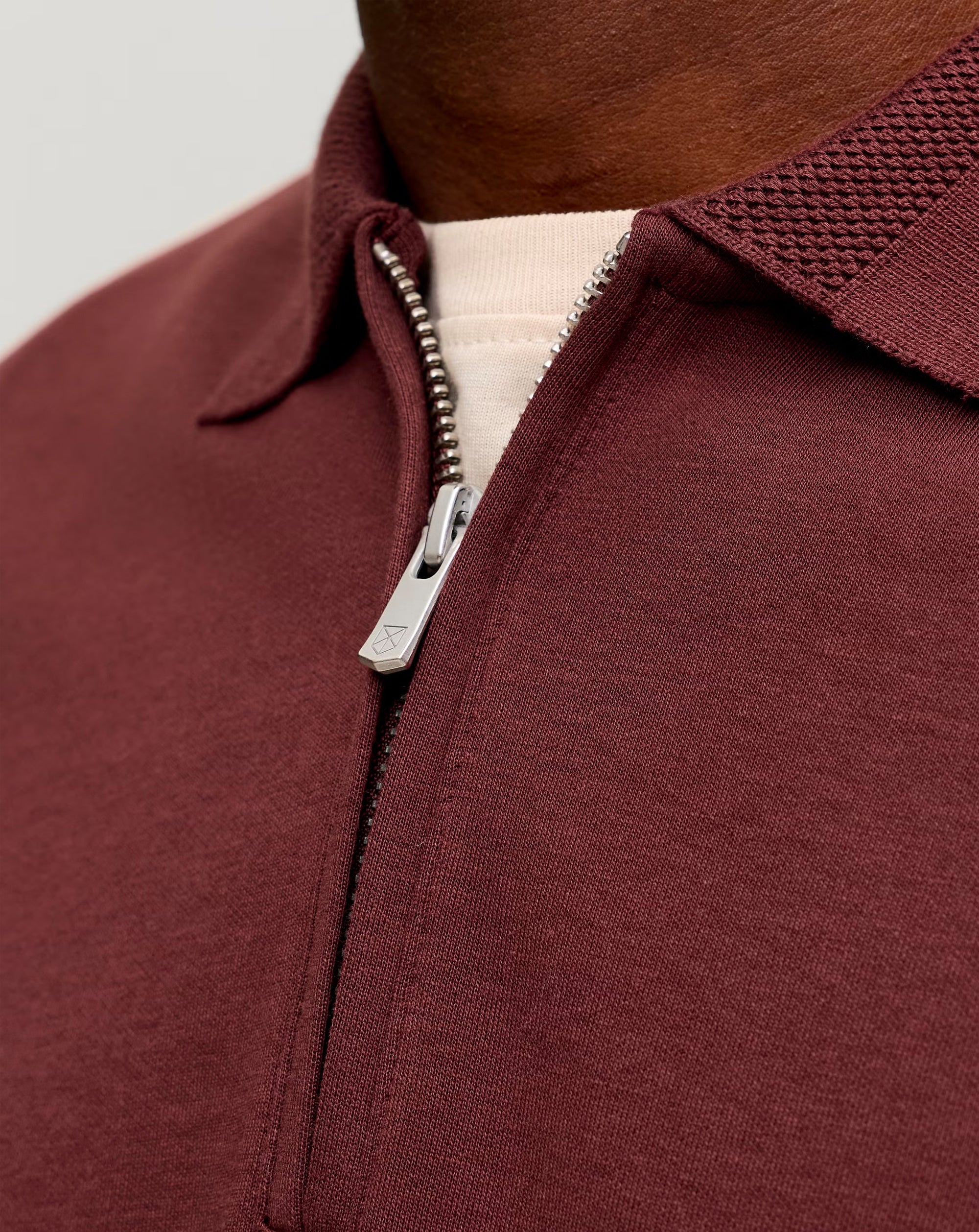 Jack & Jones JPRBLAETHAN POLO Long Sleeve Red / BITTER CHOCOLATE