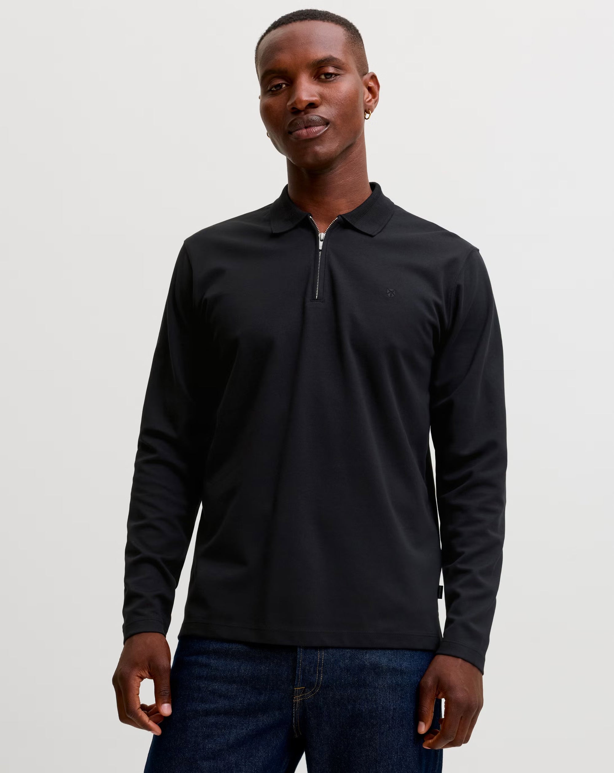 Jack & Jones JPRBLAETHAN POLO Long Sleeve TOP Black