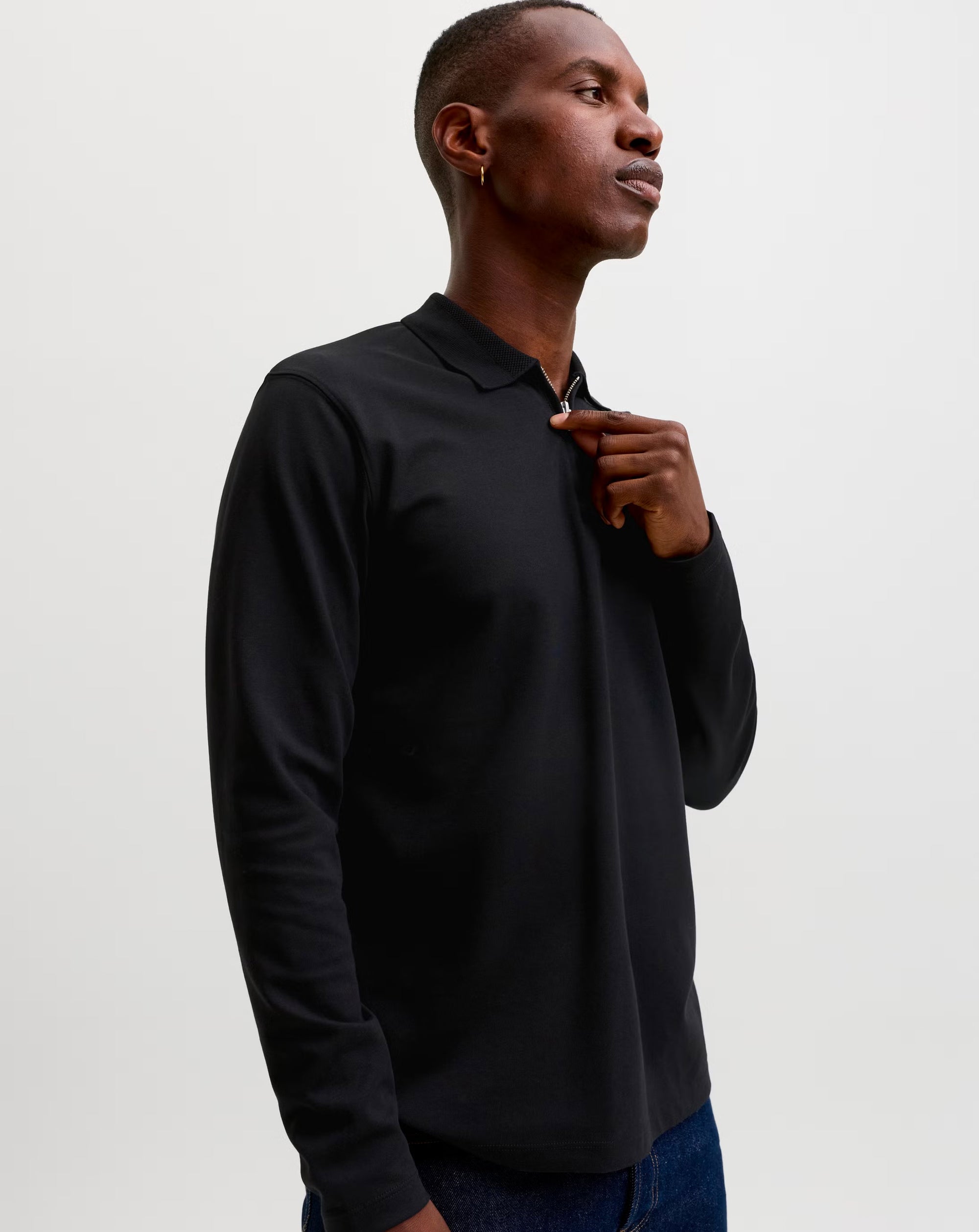 Jack & Jones JPRBLAETHAN POLO Long Sleeve TOP Black