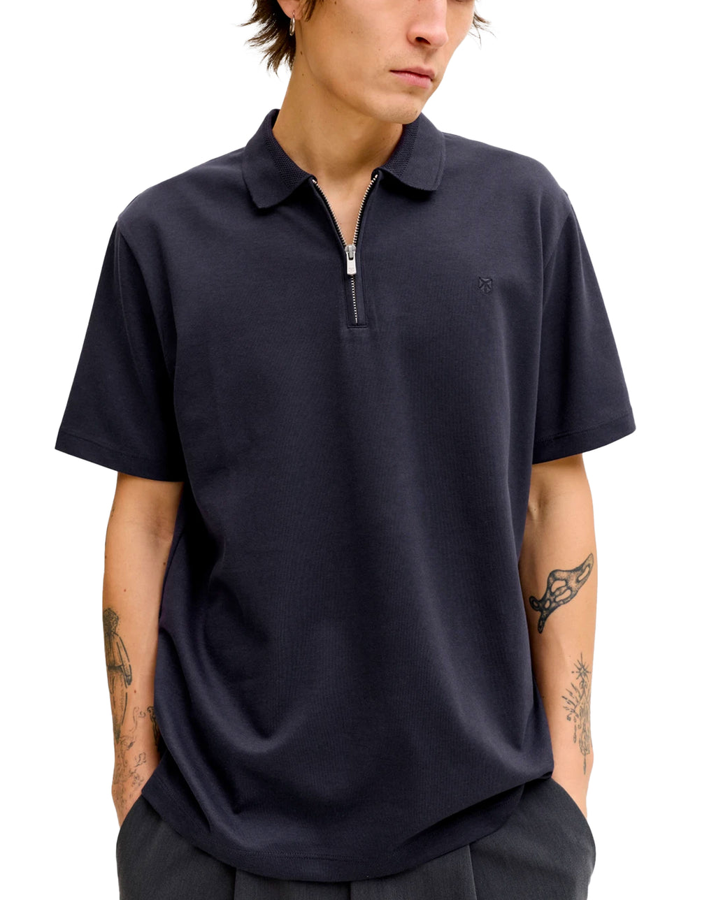 Jack & Jones JPRBLAETHAN Short Sleeve Zip polo Night Sky