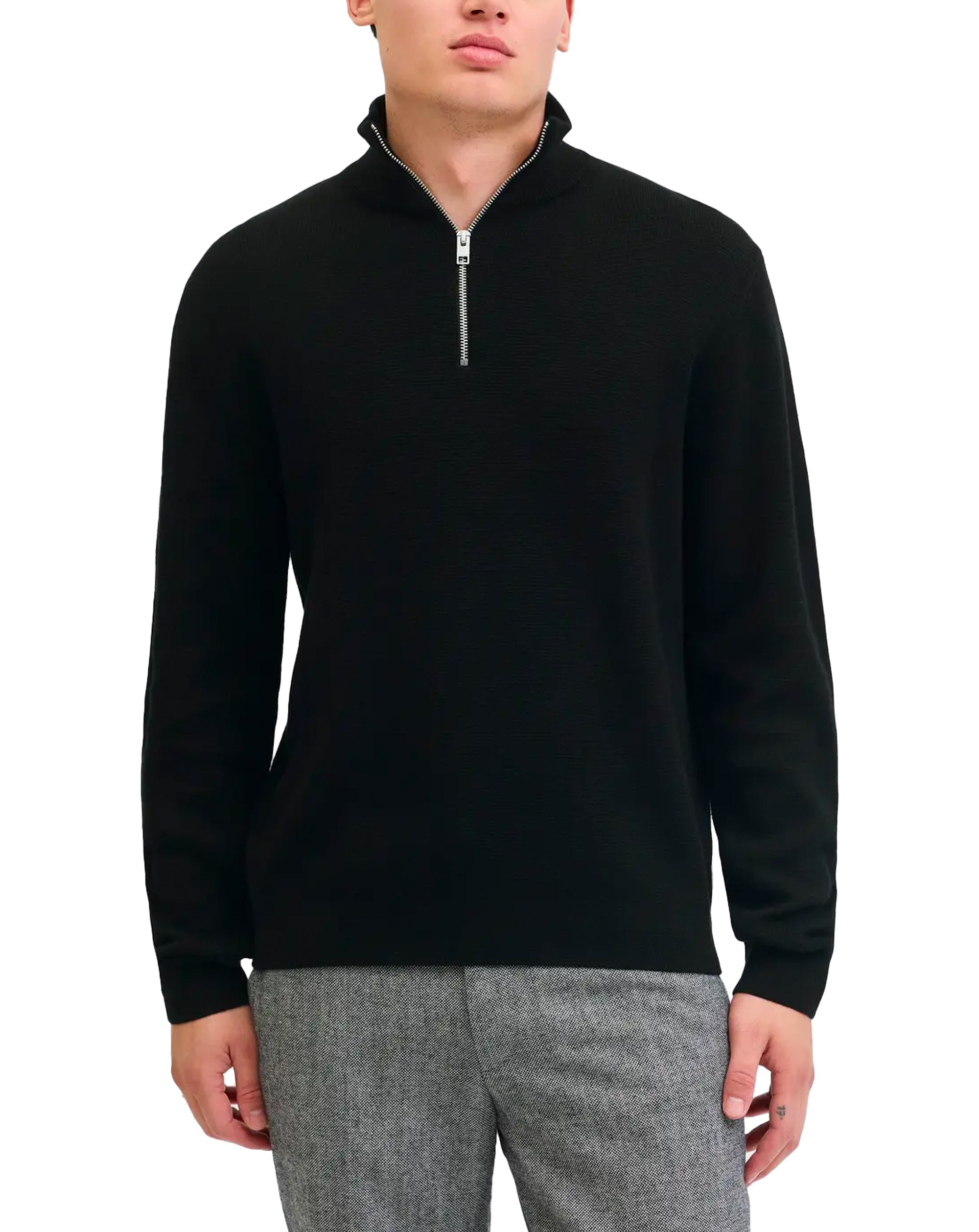 Jack & Jones JPR BLAMILANO Stitch Knit Half Zip Black