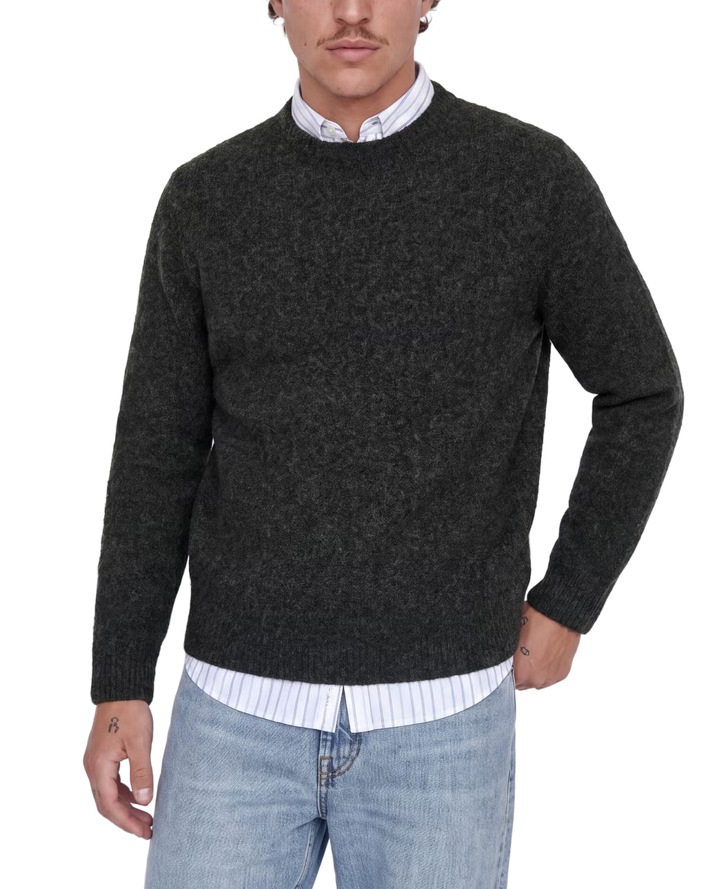 Jack & Jones JPRBlasimon souffle knit crew jumper MEDIUM GREY MELANGE
