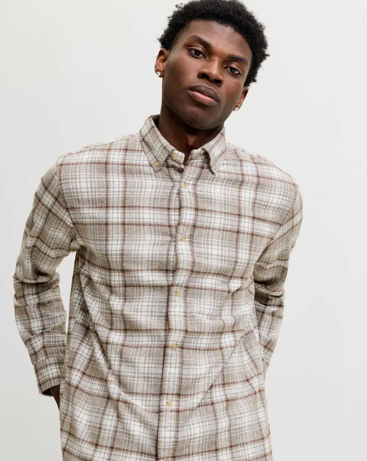 Jack & Jones JPRBluharvey flannel check Long Sleeve Shirt Plaza Taupe
