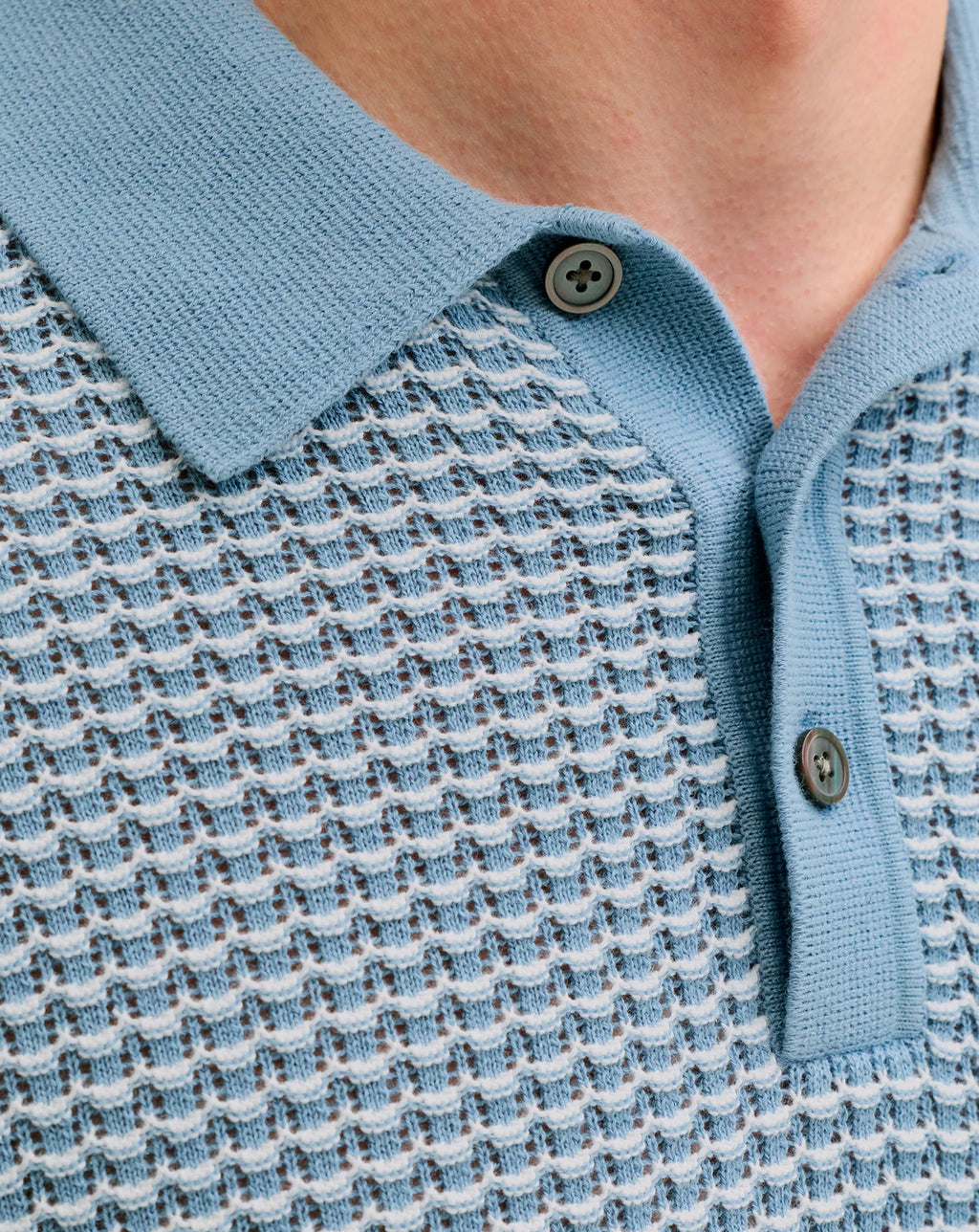 Jack & Jones Knit Polo Short Sleeve Ashley Blue/Twist