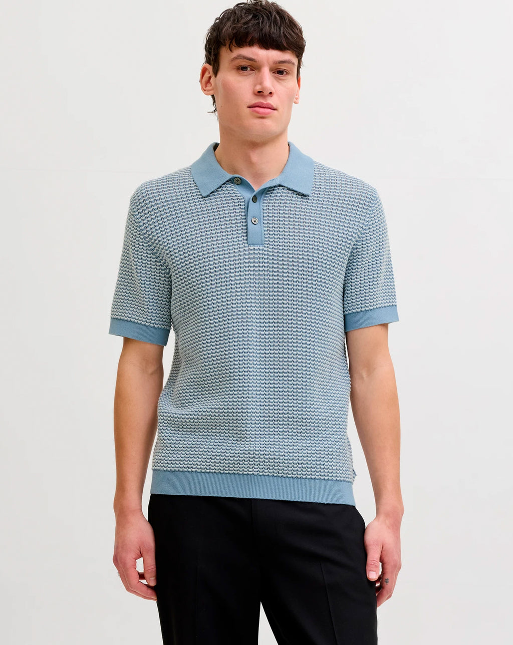 Jack & Jones Knit Polo Short Sleeve Ashley Blue/Twist
