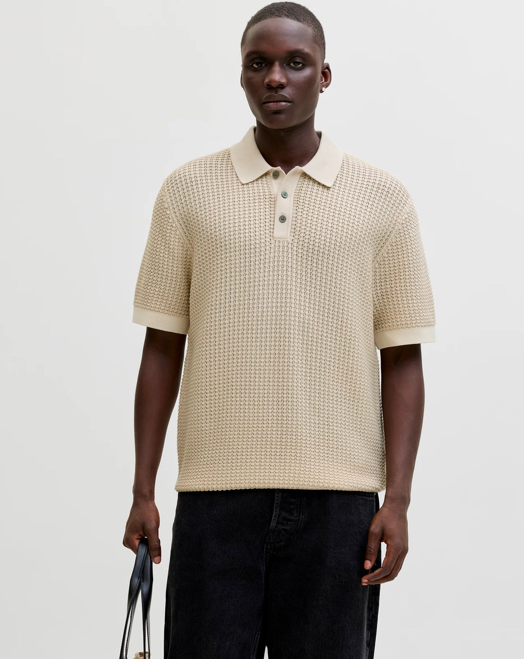 Jack & Jones Knit Polo Short Sleeve Whitecap Gray/Twist