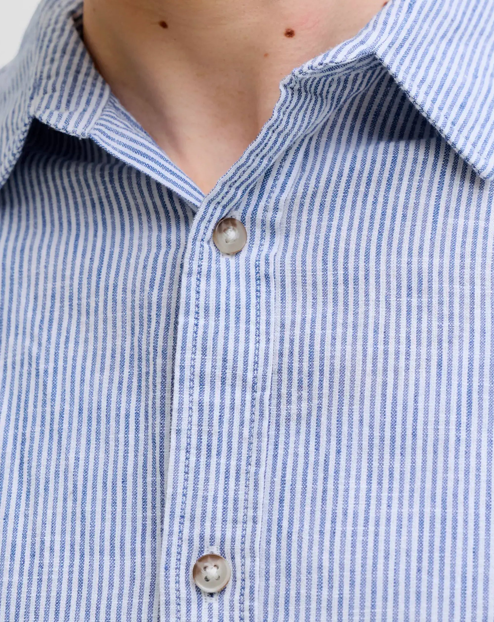 Jack & Jones Stripes Linen Blend Shirt BLUE