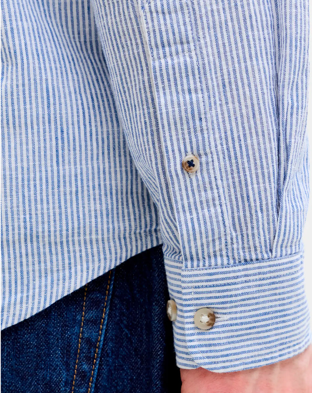 Jack & Jones Stripes Linen Blend Shirt BLUE