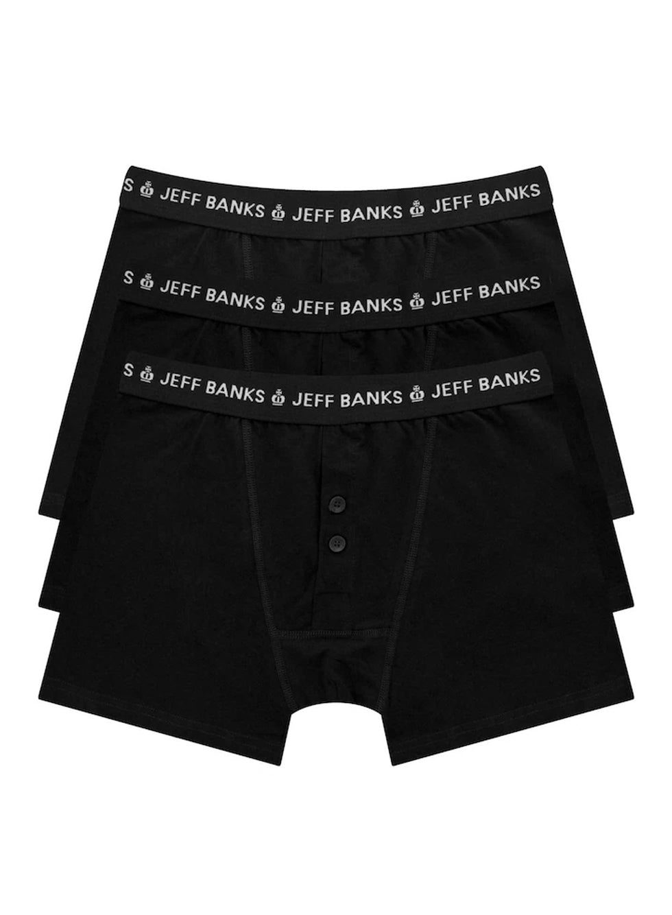 Jeff Banks Jeff Banks London 3 Pack Button Fly Boxer Black