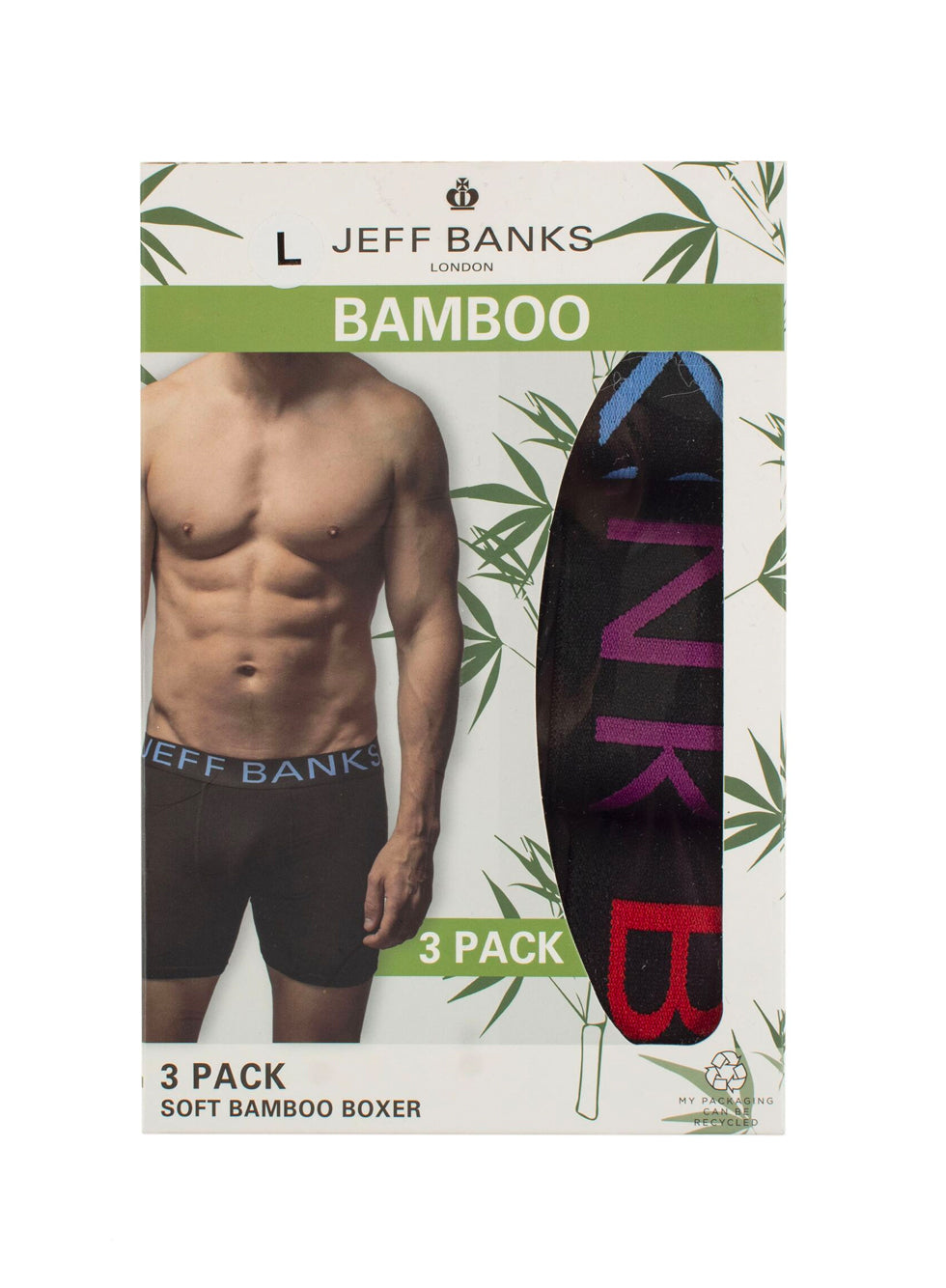 Jeff Banks plain bamboo trunks underwear boxers BLACK
