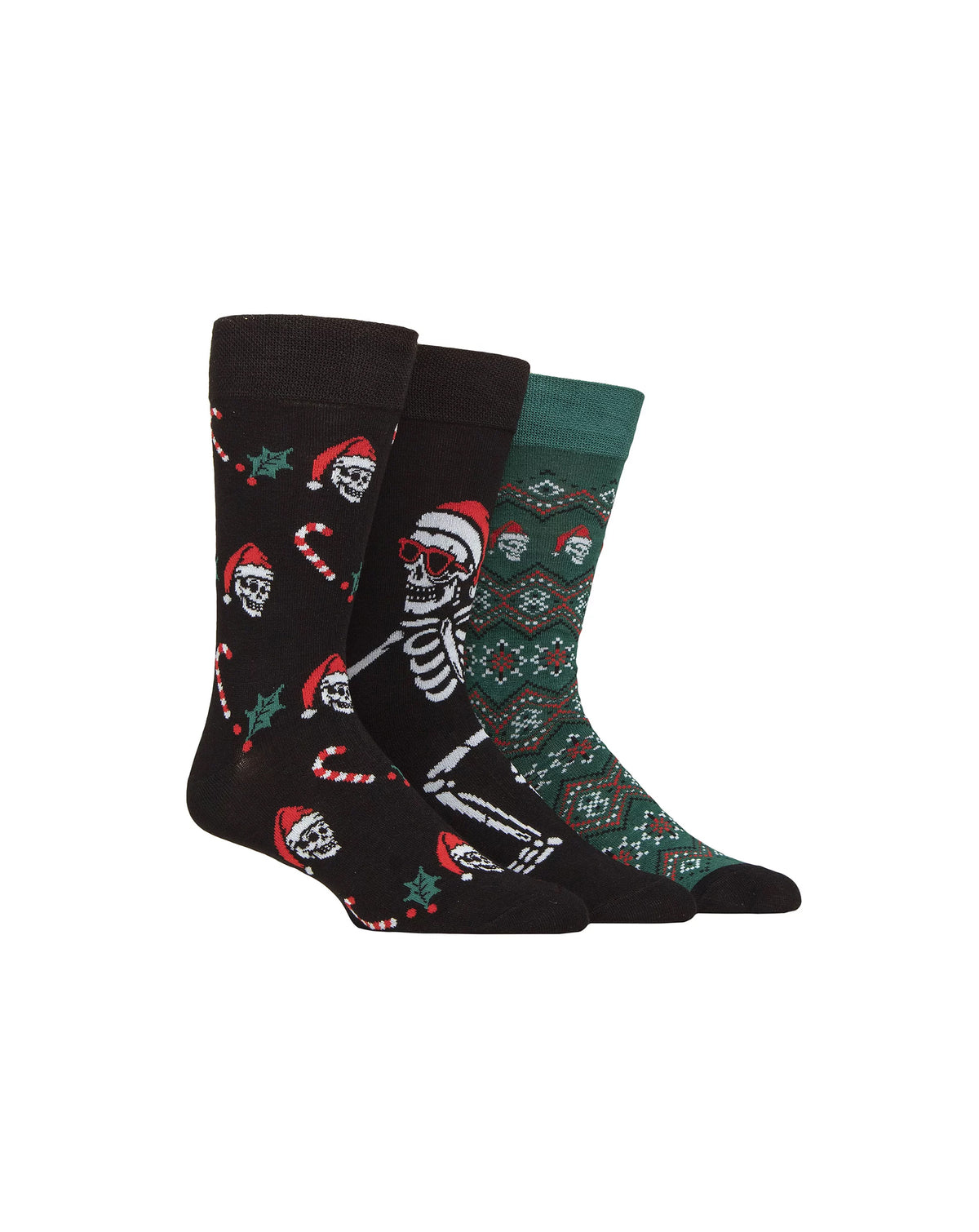 Lazy Panda Mens Bamboo Patterned Christmas 3 Pack Socks BLACK