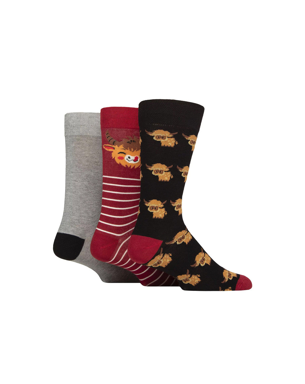 Lazy Panda Novelty Bamboo 3 Pack Socks BLACK/GREY